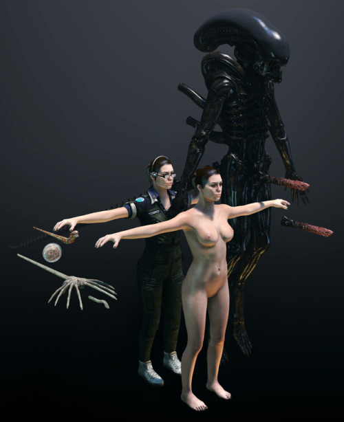 barbellsfm: Model Release: Barbell Alien Pack Custom head-hack and ports from Alien Isolation and various Alien titles, built for the Embryo movie.  Amanda Ripley NudeJumpsuitsneakersPantiesTanktopGlassesHeadsetWatch ChestbusterChestbuster Embryo Facehugg