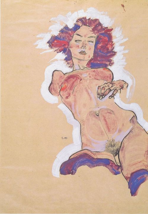 finerotic:  Egon Schiele - Female Nude, 1910 