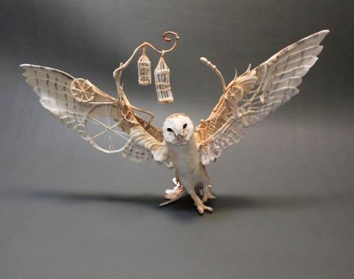 mothpower:  kitsana-d:  wingthingaling:  The phantasmagorical and surreal animal sculptures by Canadian artist Ellen Jewett. Between dream and nightmare, some strange creations born of a symbiosis between organic and mechanical elements, a meeting