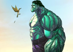 Hulk and a Bird by IvannaMatilla