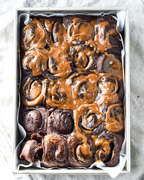 sweetoothgirl:Double Chocolate Rolls w/ Caramelized White Chocolate