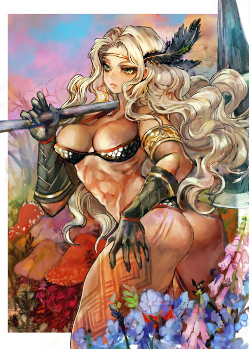 lovelygirlsandgeekystuff:  Okay, I definitely have a crush, dragonâ€™s crown amazon is mha waifuÂ !Whatâ€™s not sexy about a cute blonde with big biceps and a giant axeÂ ? 