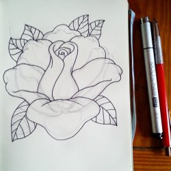 Tried to draw a rose without reference. #rose #tattoodesign #mattbernson