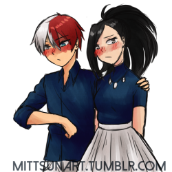 mittsunart: matching outfit todomomo from those stickers  just