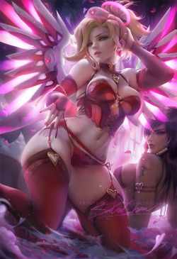 sakimichan: Happy Valentine<3Who better to paint than mercy