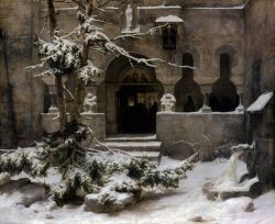 suonko:Carl Friedrich Lessing - Klosterhof im Schnee