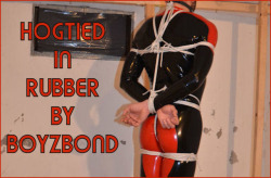 boyzbond2015: Shiny black and red rubber, muzzled and gagged,