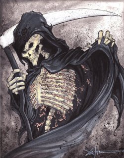obsessedwithskulls:  Don’t fear the reaper brah!http://chrisozfulton.deviantart.com/art/The-Grim-Reaper-191955310