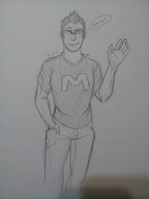 linecatmeow:  Quick sketch if markiplier. Maybe I should color this on the computer…not sure yet 