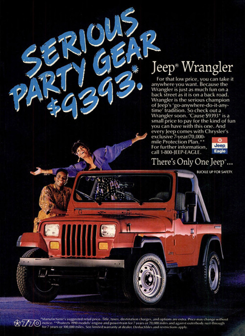 dandyads:  Jeep Wrangler, 1990Theme Week: Cars 🚗Adjusted for
