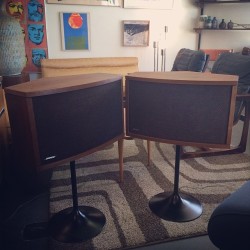 vestigemodern:  Vintage Bose 901’s on Tulip Bases. #bose #901s