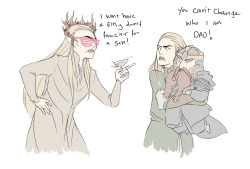 uncreativeart:  Thranduil just cant deal with Legolas’s “dwarf