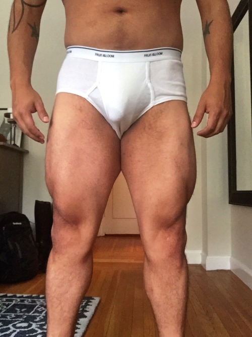 hanesguy05:  Stolen FTLs. Ready for the day.  Check out hanesguy05 legs! Not to mention those tighty whities holding his package. Follow this man