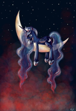princessluna-the-lonebreaker:  Luna and her moon. ★Artist: