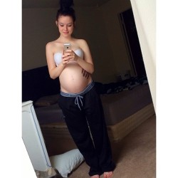  Follow for more preggo pictures  Pregnant Leah toying with huge