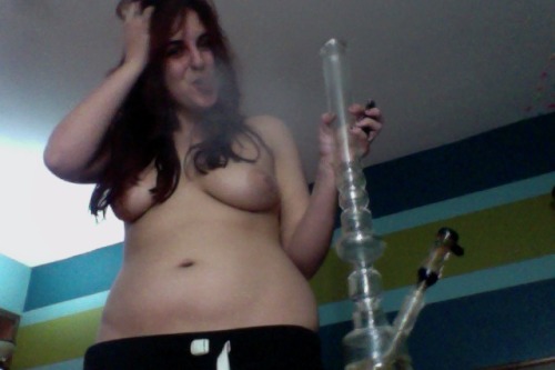 maryjanemgf:  Topless weed rips outta the new big bong during the Super Bowl! :) #boobs