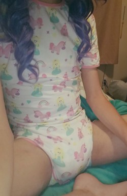 sweetiesnuggles:  Loving my new onesie! Makes me feel very cute