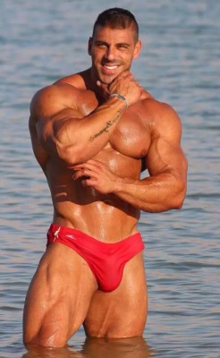 Muscular, handsome, sexy, and with mounds of muscles - WOOF