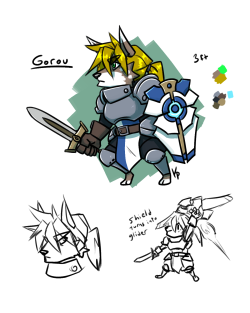 Gorou, the knight dog. His shield turns into a glider