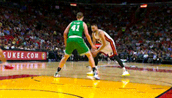 nbagifstory:  Josh McRoberts and Goran Dragić  — Miami Heat