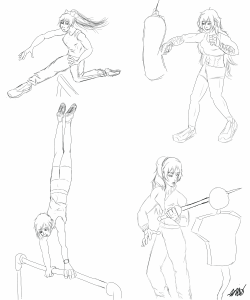 Team RWBY workout doodles that I will color later. I imagin that
