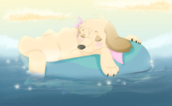 castagon:  Boat Dog chica takes a nap after all the excitement Water is a bitch to draw in photoshop!!