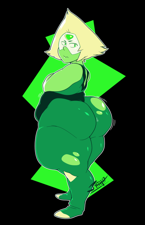 krimxonrage: Peridot may not be able to shapeshift, but all of Beach City’s food has been taking its effect on her form…—20170104, Art © KrimxonRage 2017 Commission Info  Patreon  