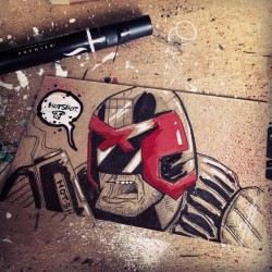 #Dredd #cardBOREDsketch #hotshot - Follow me on Instagram and