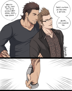 hanatsuki89:  Gladnis week day 3–>   Gladio and Ignis get