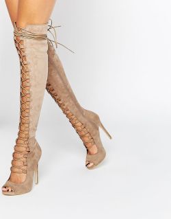 dustjacketattic:  Daisy Street Taupe Lace Up Ghillie Over The