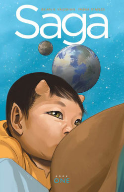 fyeahsaga:  Cover art for the first Saga hardcover collection.