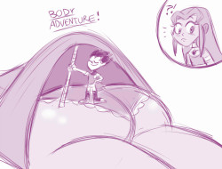 sb99stuff:  Robin in Butland. XD Just a sketch idea I had based on the episode :Body Adventure” where Robin is small.