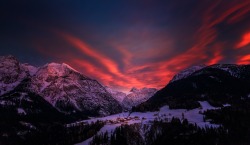 etherealvistas:  BurningWinterSky (Austria) by wmoritzer ||