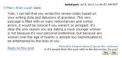 I love Amazon reviews and their comments. They get so uptight,