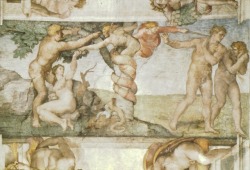 artist-michelangelo: Sistine Chapel Ceiling: The Temptation and