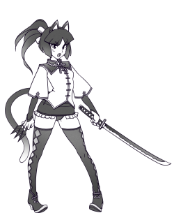 requiemdusk:  Vexi, the Samurai Kitty Guard.Bunny belongs to