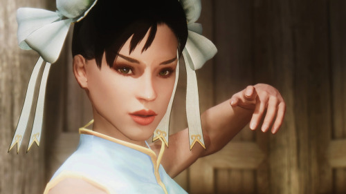 Hi! So I had a bit of a downer on Chun Li’s birthday because I realized she couldn’t be on my team in Skyrim. I pulled myself out of it and made an immersive lore friendly follower with 2 outfits (Missing the classic outfit but it’s coming…