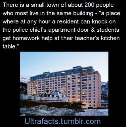 ultrafacts:  Whittier, Alaska, is a town of about 200 people,