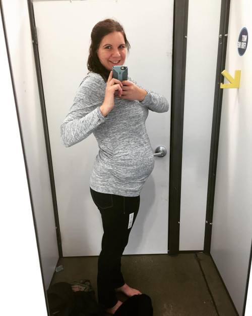 brooklynbridge2468:  Mark this as the first official baby bump picture. I start 29 weeks today ðŸ™ˆ (( and yes this is taken in an old navy fitting room )) canâ€™t wait to meet my little girl ðŸ’•