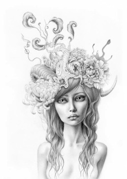 beautifulbizarremag:  Fascinator 1. Graphite on Arches paper.