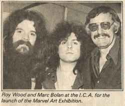Stan Lee, Marc Bolan and Roy Wood, from The Super-Heroes No.45 (Marvel Comics, 1976). From a car boot sale in Nottingham.