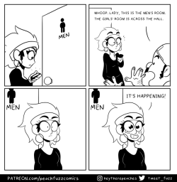 peachfuzzcomics:  PeachFuzz #170: OopsHave some transgender bathroom
