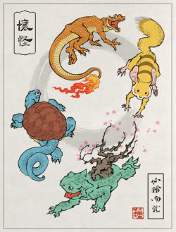 retrogamingblog:  Pokemon in Classic Japanese Art Style made