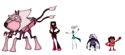 chroniclernox:  A rough group shot/size chart of the main characters