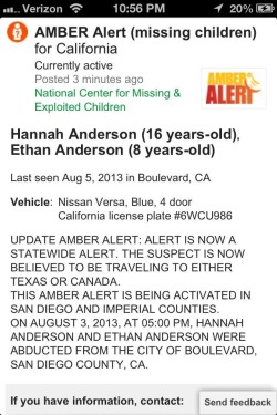 m-4rci:  THERE’S AN AMBER ALERT IN CALIFORNIA. PLEASE REBLOG