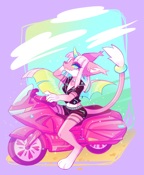 nyanoraptor:Jess rides on a custom Gold Wing!! Incredible piece