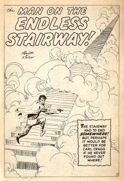 Splash page from &lsquo;The Man on the Endless Stairway&rsquo; from Chiller Pocket Book No. 11 (Marvel, 1980). Story by Stan Lee, art by Steve Ditko. From Oxfam in Nottingham.