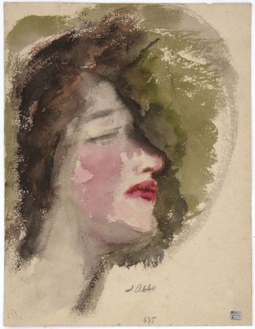 Jussuf Abbo, tête de femme aux lèvres rouges, circa 1920 Nudes