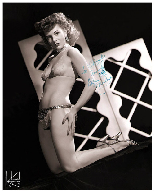 Gloria Marlowe         aka. “Flame”.. Gorgeous vintage 50’s-era promo photo personalized: “To Hirsh, — Teasingly, Gloria (Flame) Marlowe”..