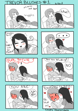 coupleshenanigans:  All the rare moments Trevor blushes will